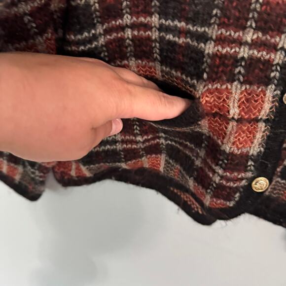Vintage Milano Design Group Plaid Button Down Sweater Women's Size Large Mohair - Picture 3 of 8